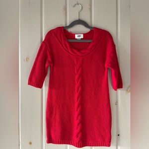 OLD NAVY girls red knit sweater dress with cable trim.  Size 4T